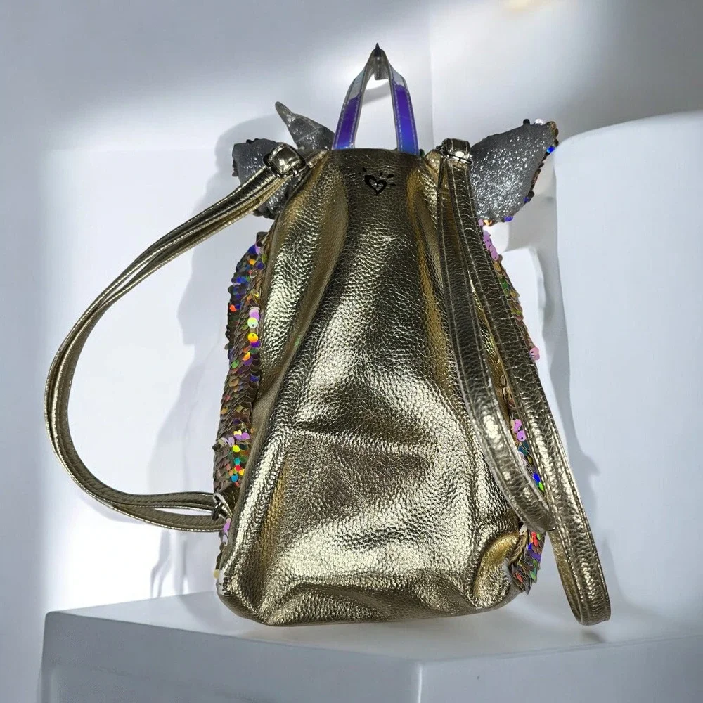 Justice Kids Unicorn Sequin Backpack I‎ Initial, Pompom, Rainbow, Color Changing